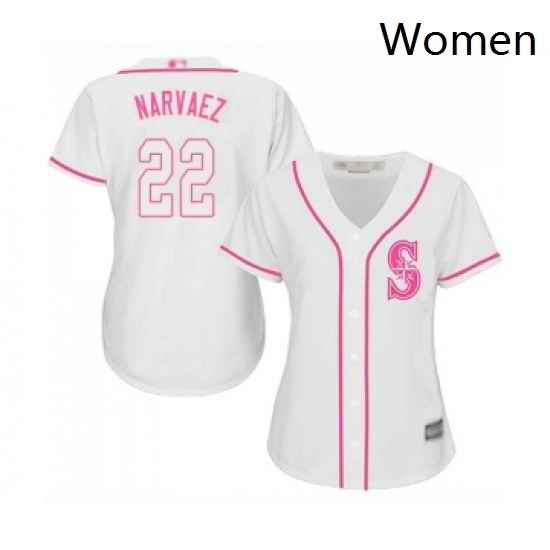 Womens Seattle Mariners 22 Omar Narvaez Replica White Fashion Cool Base Baseball Jersey